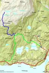 Ljosavatnet  frå Gjuva - Kolltveit | <a href='/galleri/turstiar/05 ljosavatnet.jpg' download>Last ned bilde</a>